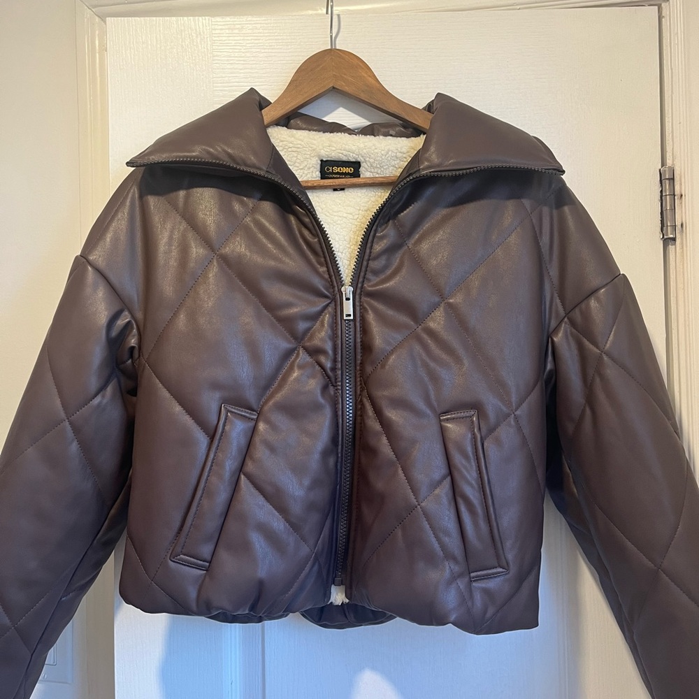 Faux Leather Bomber Jacket
